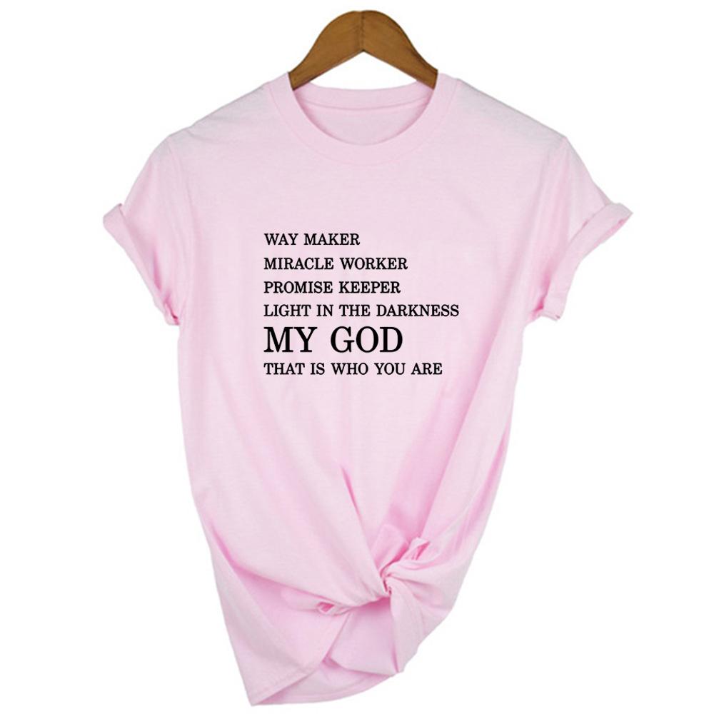 Way Maker Miracle Worker My God Graphic T Shirts Women Summer Fashion Jesus Blessed Women