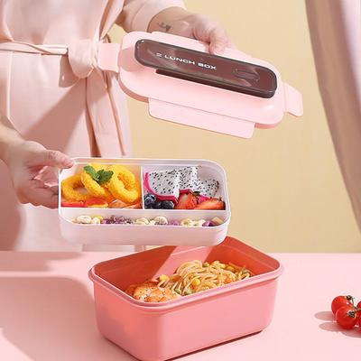 1500ml Double-layer Lunch Box for Kids Compartment Leakproof Microwaveable Sealed Bento Lunchbox Portable Food Storage Container