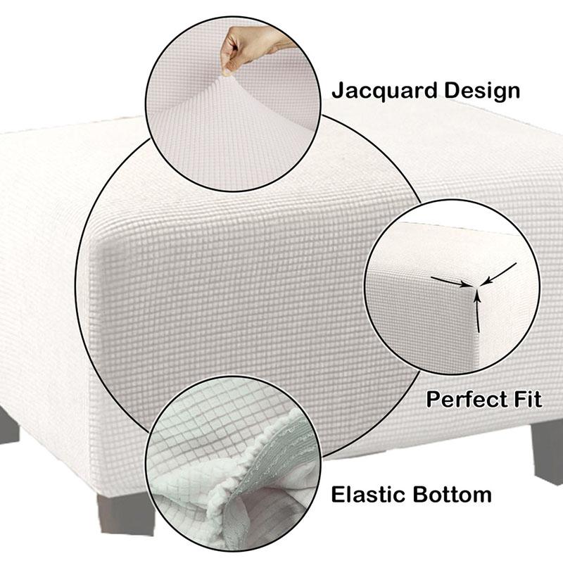 Rectangle Ottoman Stool Cover Polar Fleece Elastic Spandex Footstool Sofa Slipcover Footrest Covers Furniture Protector Covers