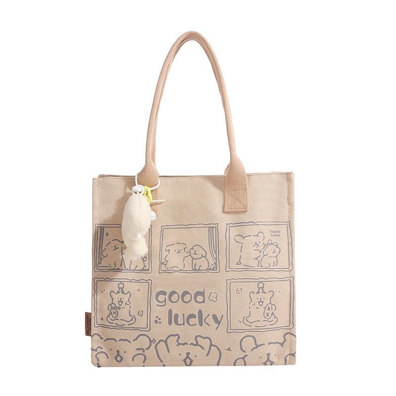 Korean Lazy Style Large Canvas Tote Bag - Fashionable, Versatile, High-End Women's Commuter Shoulder Bag