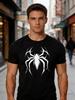 Unisexs Casual Short Sleeve T Shirt Spider Symbol Print Crew Neck Cotton Tee Loose Trendy Street Style Summer Tops For Adult Guys