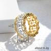 Huitan Gorgeous Hollow-out Design Ring Lady Luxury Wedding Band Fashion Two-tone Style Finger Jewelry Shiny Zirconia Accessories