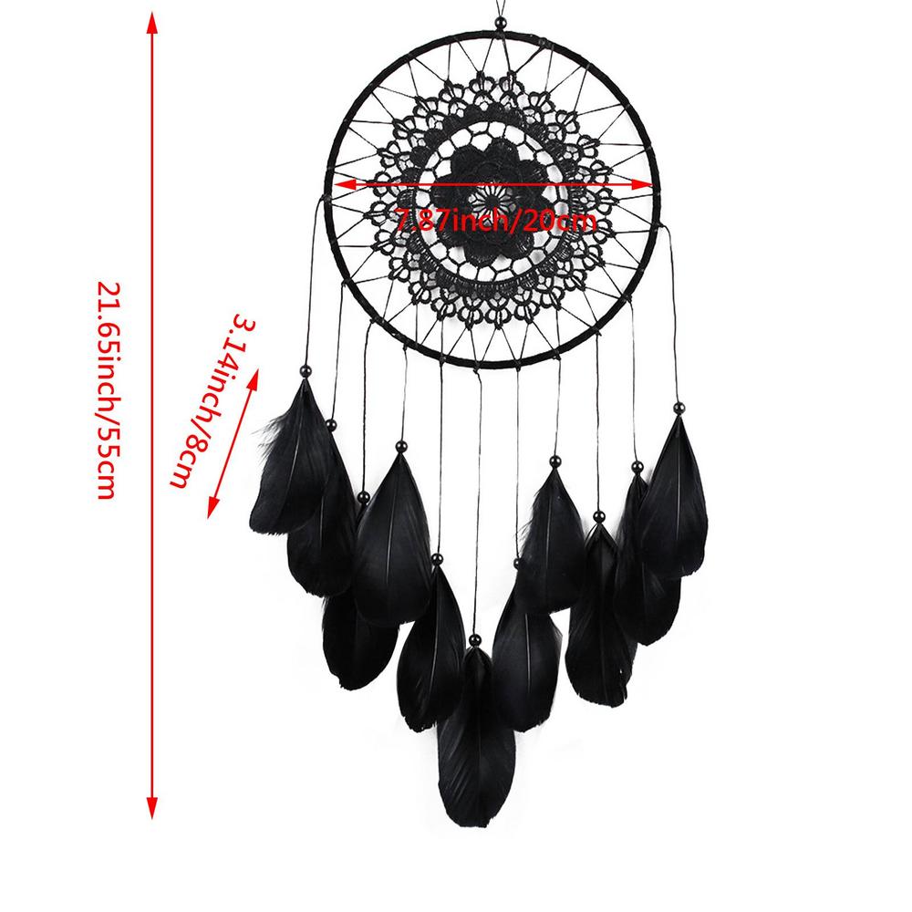 Girl Heart Dream Catcher National Feather Ornaments Lace Ribbons Feathers Wrapped Lights Girls Room Decor Dreamcatcher