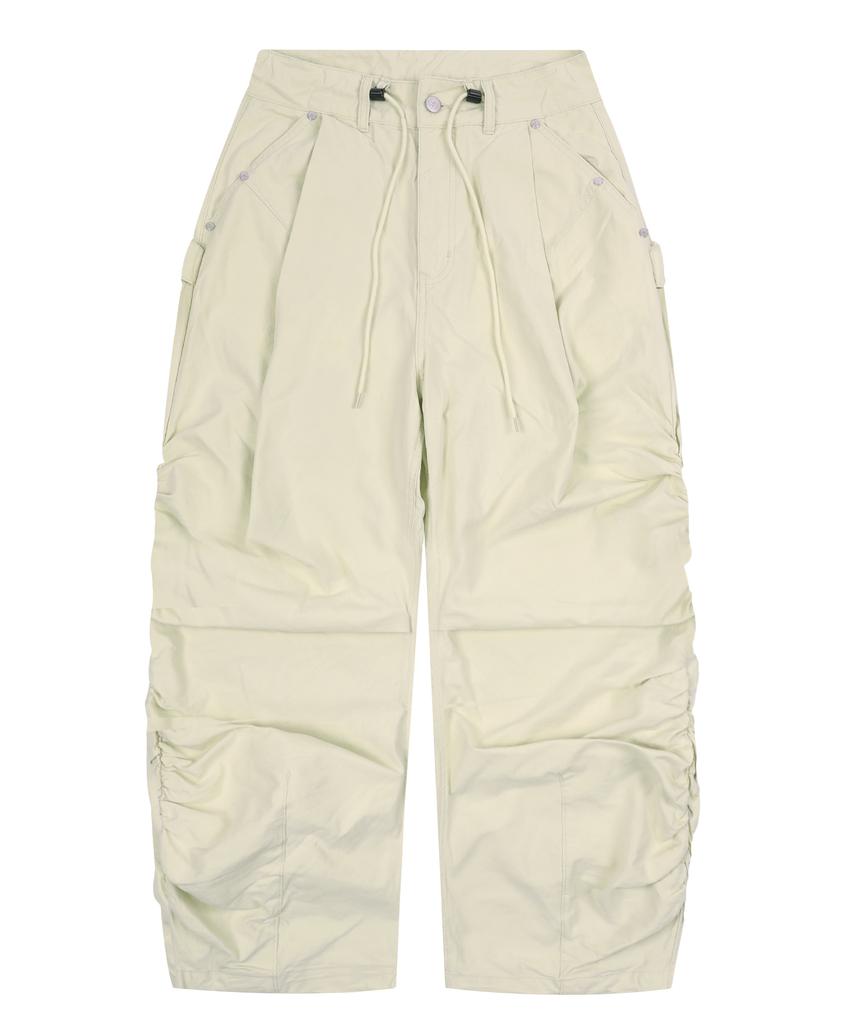 XTONZ Xp291 Pile Side Shirred Wide Cotton Pants (Cream)