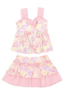 Separate Tankini Swimsuit with Floral Pattern for 130cm [Gelato Toddler] Kids, Girls, Pink,