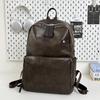 Schoolbag Schoolbag Male Korean Version College Student Backpack Pu Texture Casual Large Capacity Backpack High School Student Computer Casual 
