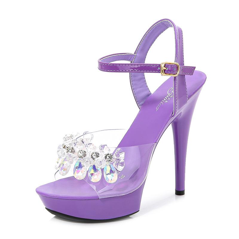 Sandals Women'S Newest Summer Fashion 13Cm Ultra-High Heel Sandals Candy Sexy Sandals Crystal Stiletto Women High Heels2022