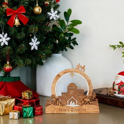Yousheng Krippen-Countdown-Ornament Weihnachtsbeleuchtete Krippen-Mittelstück Die Auferstehung Jesu Oster-Ornament für Indoor-Tischplatte