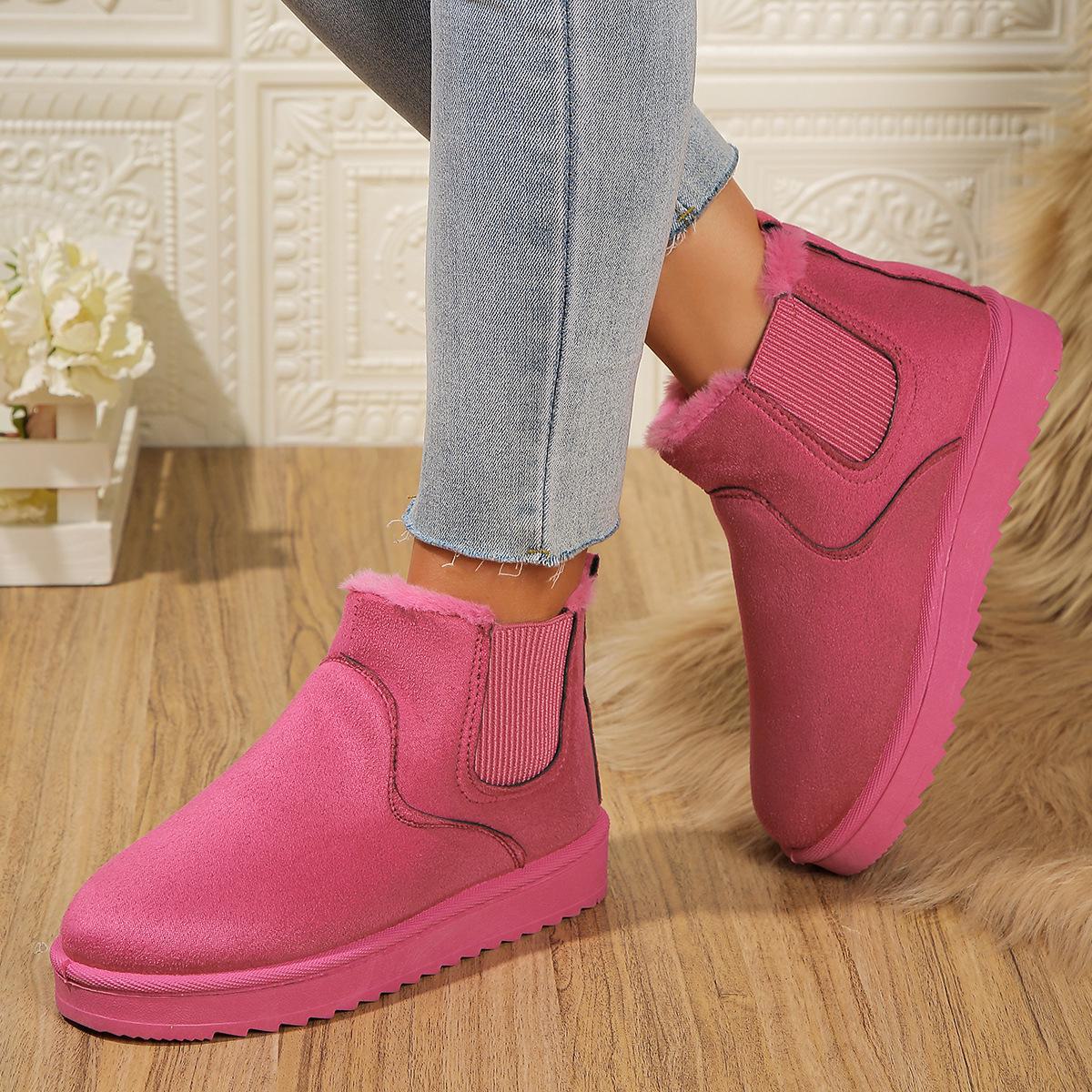 Женские зимние ботинки большого размера осеньзима 2024 года Трансграничная мода теплые короткие сапоги на бархатной подкладке хлопковая обувь 38 розы красного 1980₽