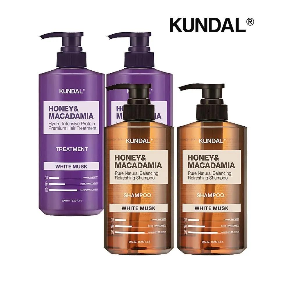 KUNDAL Nature Shampoo White Musk 500ml x2 + Treatment White Musk 500ml x2