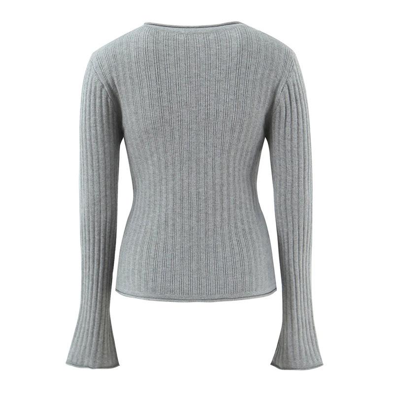 Korean Retro V-Neck Cardigan & High Waist Pleated Skirt Knit Set