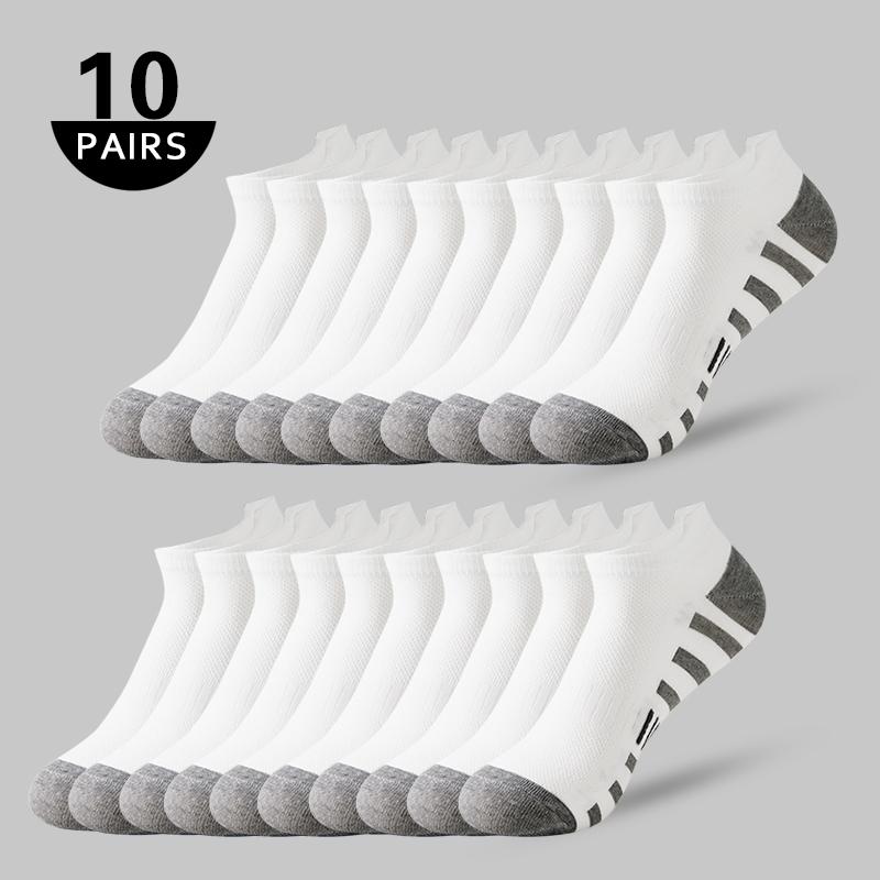 5/10 Paires chaussettes courtes homme Été fines homme noir blanc gris décontractées affaires chaussettes maille respirantes chaussettes de sport homme cadeau