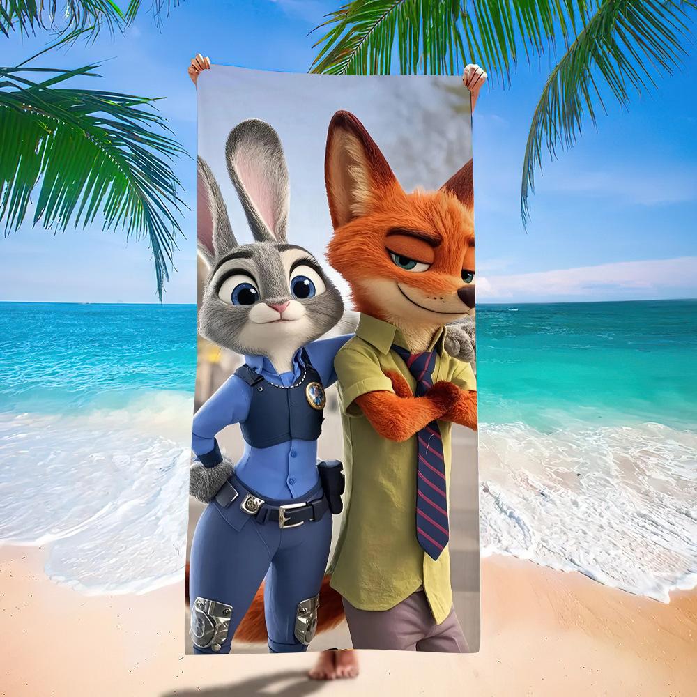 Zootopia Beach Towel Microfiber Bath Towel Kids Cartoon Week Judy Nick Quick Dry Towel
