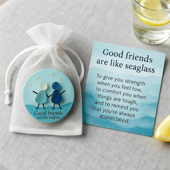 Good Friends Are Like Seaglass Keepsake Gift Sea Glass Art Pocket Hug Token
