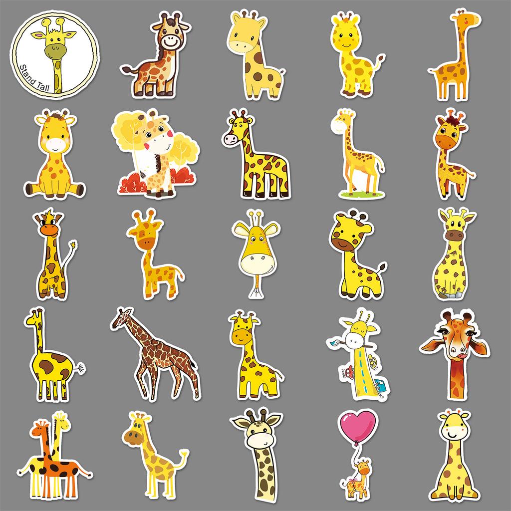 50 Giraffe Doodle Cartoon Cute Animal Children's DIY Skateboard Water Cup Luggage Stickers