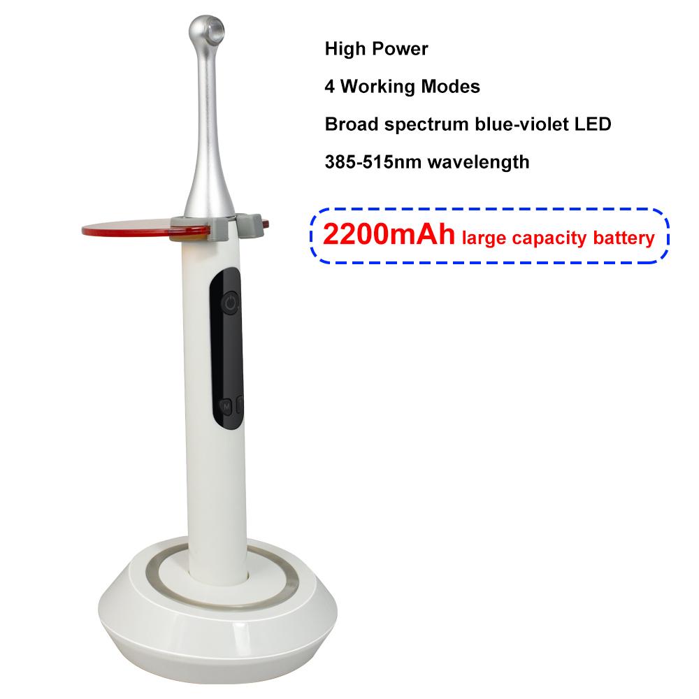 2300mw/cm2 1 Second Cure Lamp Dental Cordless Blue-violet LED Curing Light 4 Working Modes 385nm-515nm Wave Length