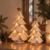 LED Lighted Christmas Tree Vintage Figurine, Glowing Tabletop Centerpiece with Desktop Decor Light, Holiday Winter Pine Decoration for Indoor