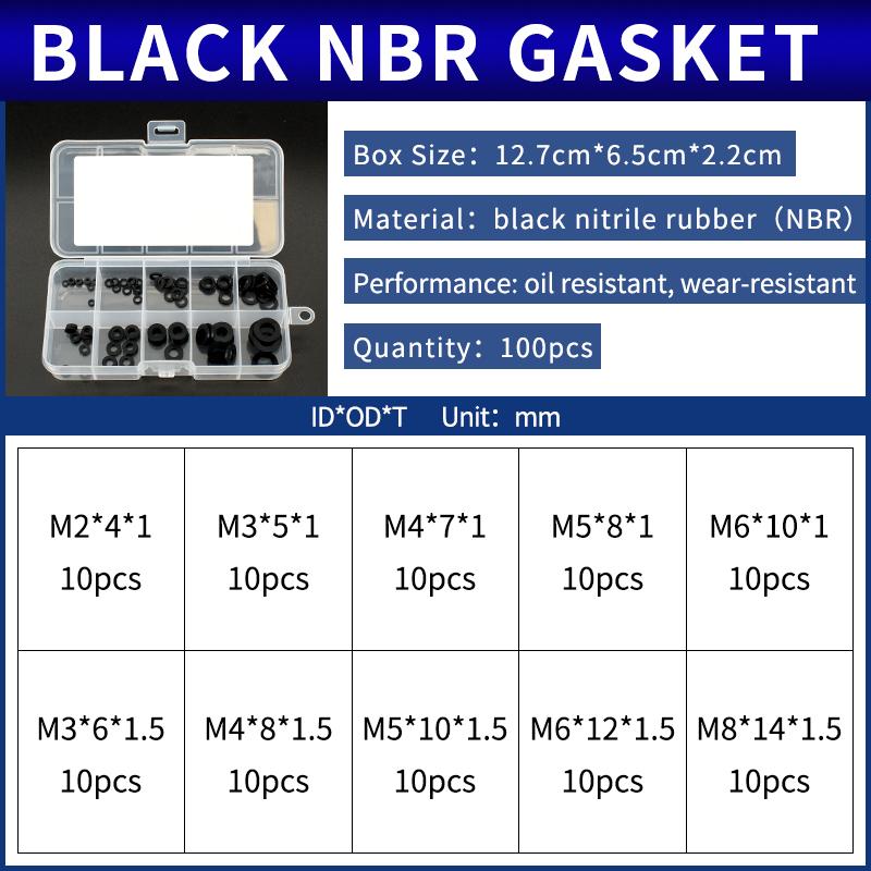 Rubber flat gasket faucet seal silicone rubber nitrile rubber waterproof repair kit stainless gasket PTFE nylon combination ring 36-NB-BW100S-Gasket