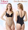 Body con spalline sottili in pizzo, schiena a T, con sostegno al seno e modellante in vita