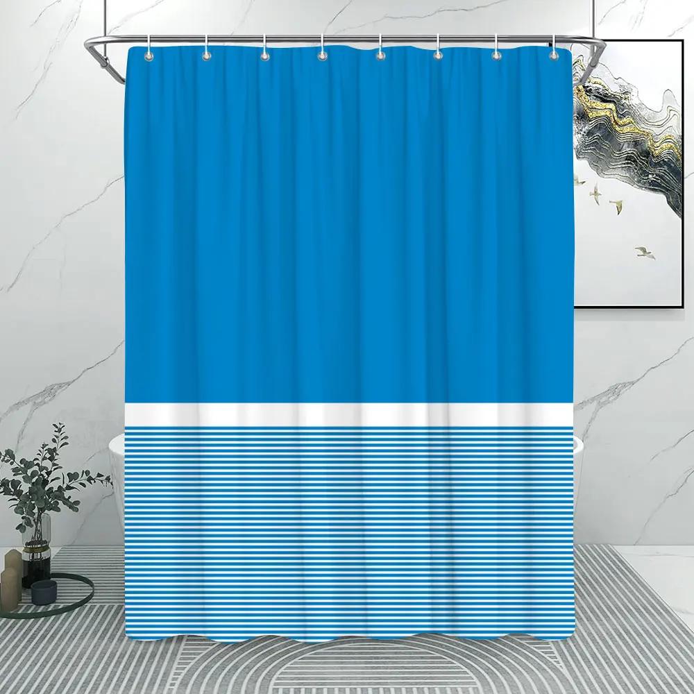 Solid Colours and Lines Modern Minimalist Shower Curtain Colourful Geometric Polyester Fabric Home Shower Curtain Bathroom Decor