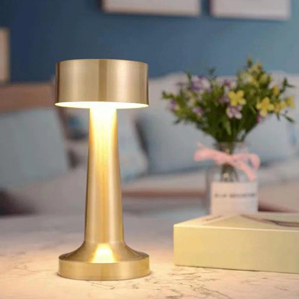Lampada da tavolo retrò con regolazione tricolore da 1 pezzo, decorazione al tocco in metallo per tavolino da bar, decorazione del ristorante, luce da scrivania, LED ricaricabile, notte