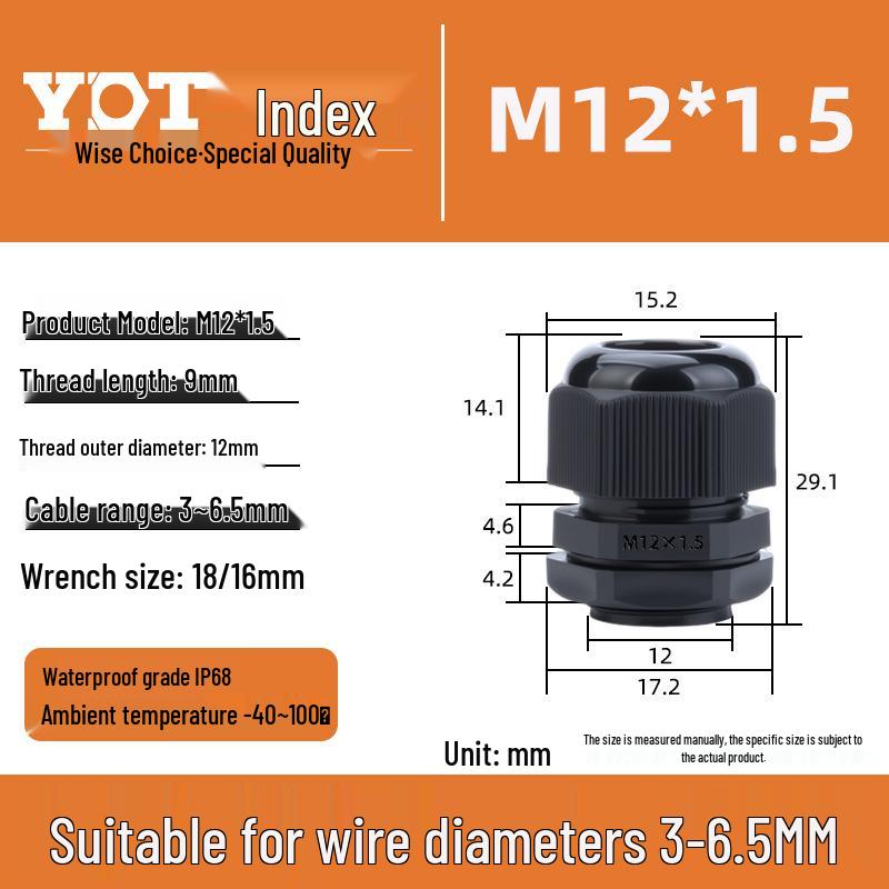 Waterproof Nylon Cable Connector M20*1.5 Plastic Sealing Gland Industrial Accessory