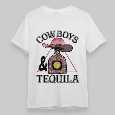 Women's Oversize Fashion Classic T-Shirt Cowboys Tequila Western Graphic Tee