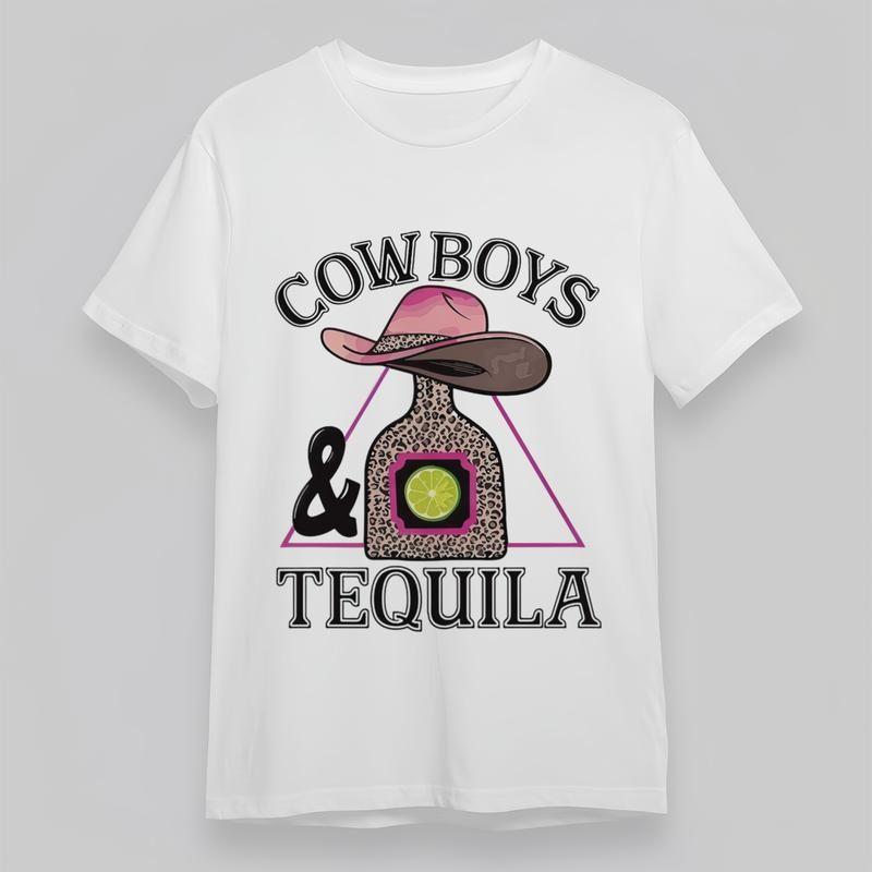 

Women s Oversize Fashion Classic T-Shirt Cowboys Tequila Western Graphic Tee 4XL