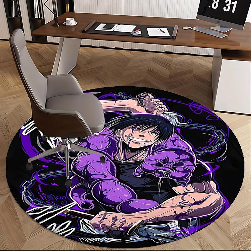 1pc My Hero Academia Shoto Todoroki Round Carpet - Anime Cartoon Design Chair Mat, Non-Slip Rug for Office, Home Decor, Living Room