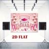 2D Pink Congrats Grad Graduation Party Backdrop 2D Glitter Pink Graduation Photo Booth Background