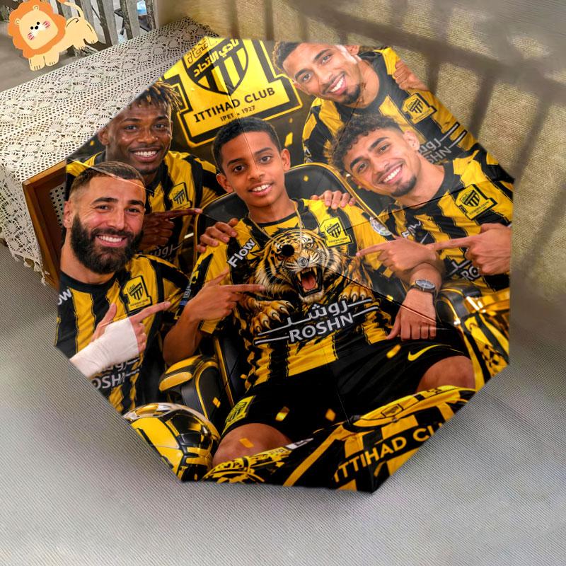 1 PC Automatic Folding Umbrella - Al-Ittihad FC Pattern, Portable & Foldable Design with 8 Ribs, Christmas Birthday Gifts