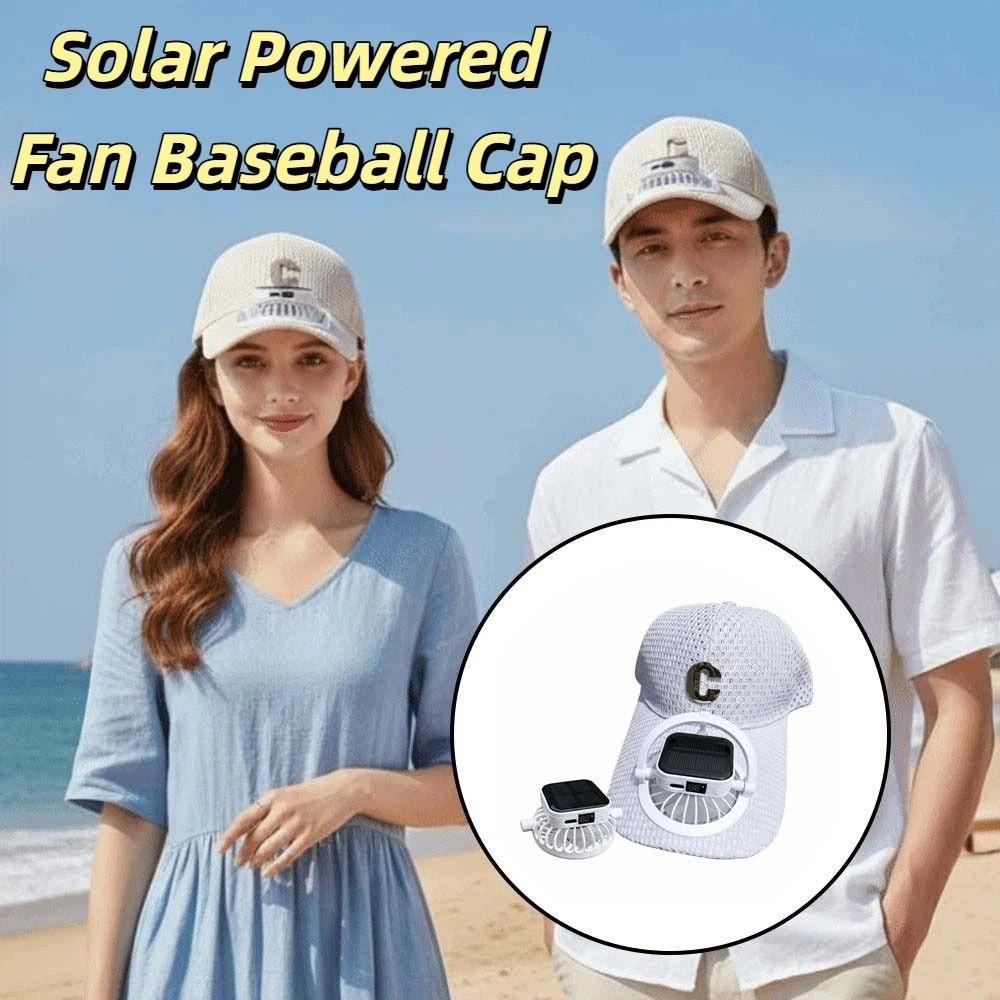 300mA Rechargeable Fan Hat Portable Cooling Mesh Peaked Cap Solar Powered Fan Baseball Cap Travel