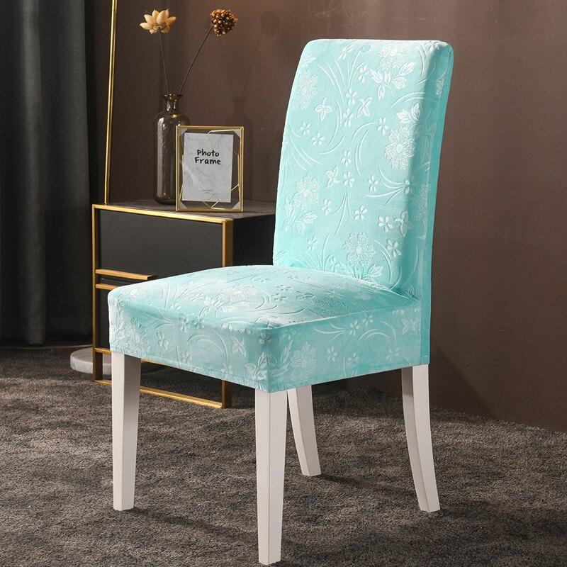 1/2/4/6 Pcs Velvet Extensible Dining Chair Cover Spandex Slipcover Case For Kitchen Dining Room Chair Covers Elastic Stretch
