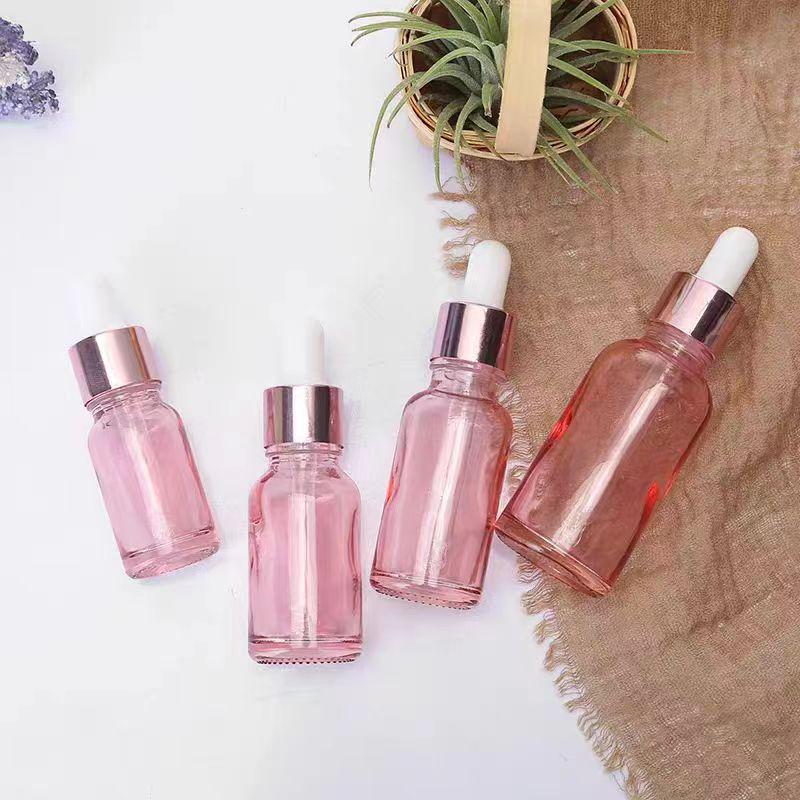 Pink Transparent Serum and Gel Dropper Bottle for Cosmetics and Perfume - Travel Size Sample Dispenser