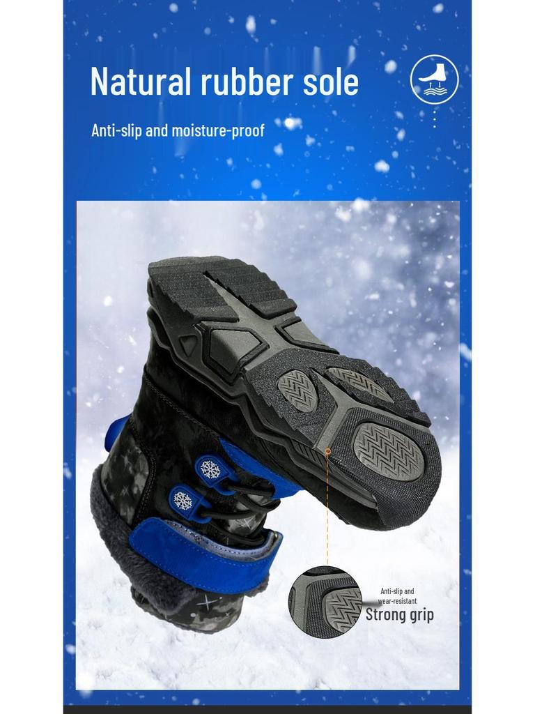 Northeast Kids' Fleece-Lined Winter Snow Boots - Warm, Thick Cotton Footwear for Boys & Girls
