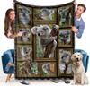 Cute Koala Throw Blanket Gifts for Koala Lovers Kawaii Wild Animals for Couch Sofa Bed Lightweight Warm Super Soft King Size
