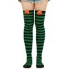 Women Halloween Over Knee Long Socks Cute 3D Wicked Evil Pumpkin Striped Print Thigh High Stockings Holiday Hosiery