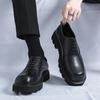 Men's Glossy Leather Height-Boosting Lace-Up Shoes for Spring/Autumn