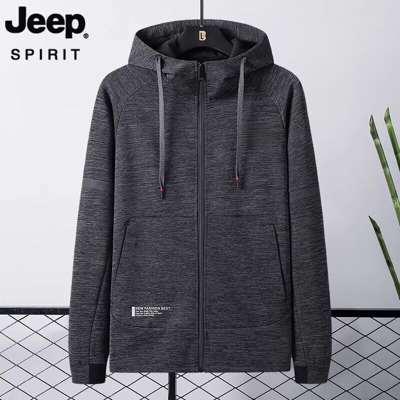 JEEP SPIRIT Men s Hooded Cardigan Jacket 4XL