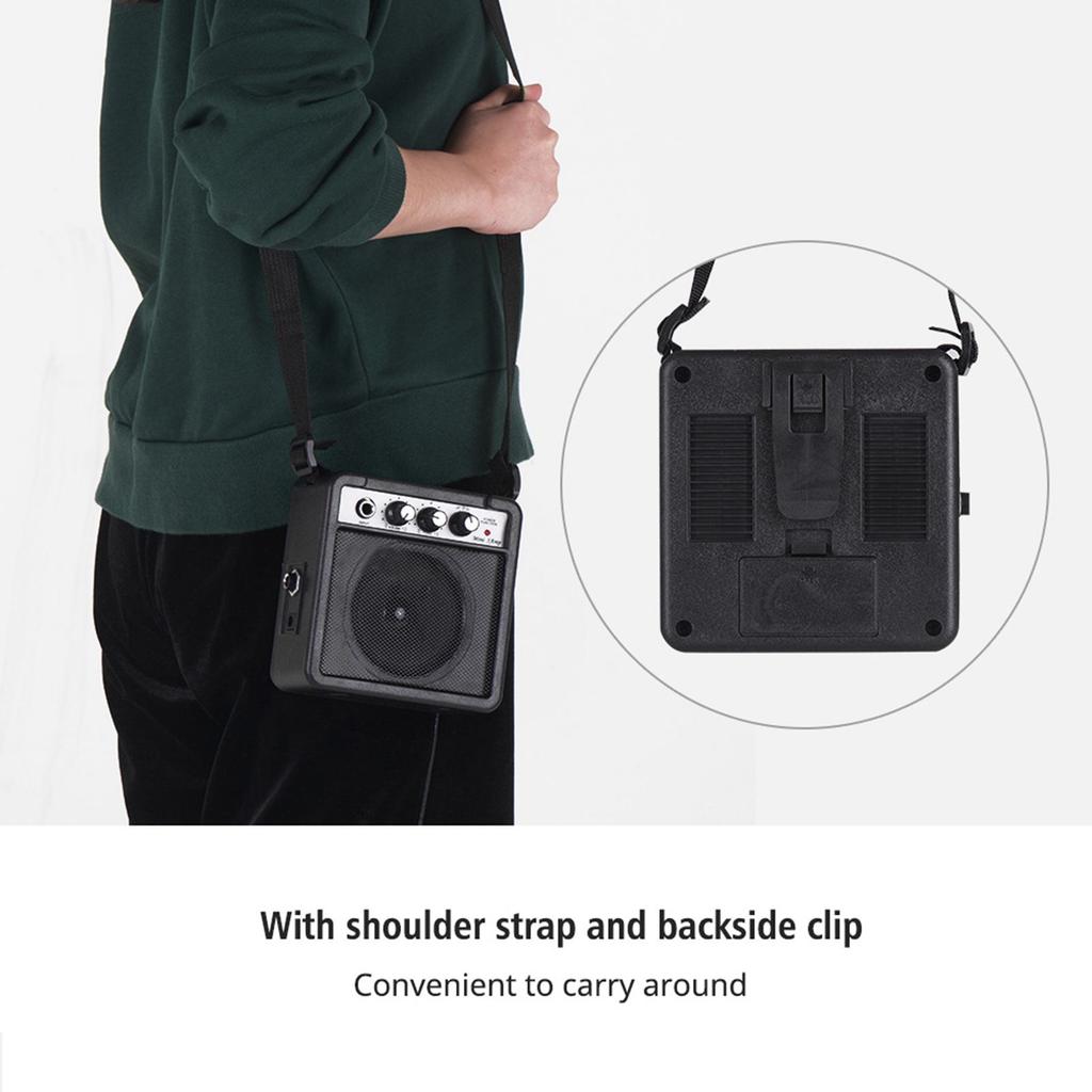 5W Mini Guitar Amplifier Amp Speaker with 3.5mm & 6.35mm Inputs 1 4 Inch Output Supports Volume Tone Adjustment