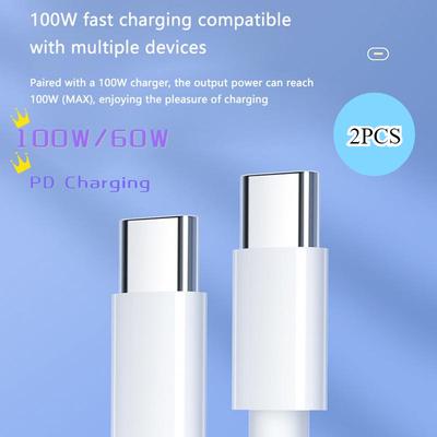 2PCS Charging Cable PD 100W 60W Cable Fast Charge Data Cable for Huawei Samsung Xiaomi Data Line Type C To Type C