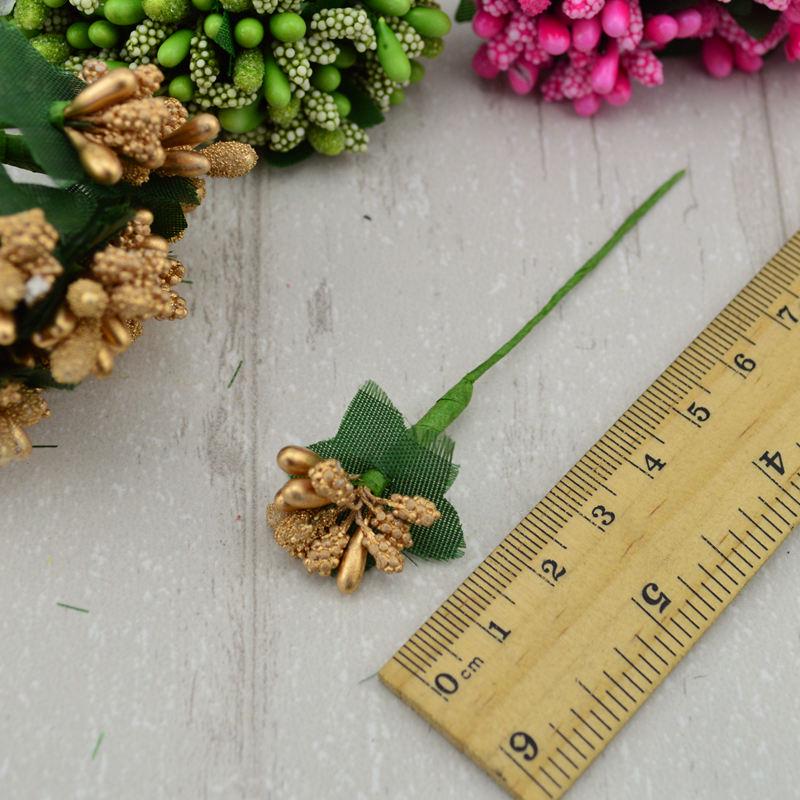 12Pcs/lot Artificial Flowers Stamen Handmade Cheap Wedding Decor Diy Wreath Needlework Gift Box Scrapbook Fake Flowers Ornaments