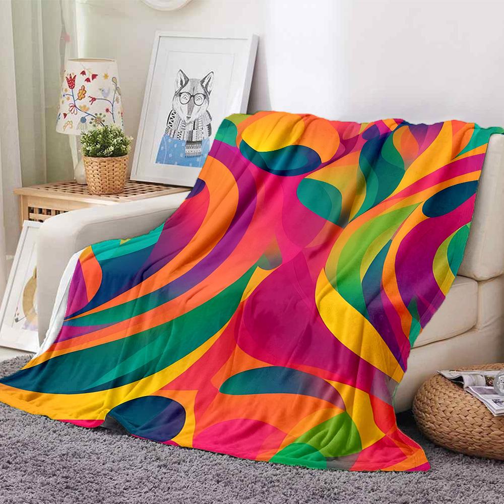 1pc Colorful Pattern Design Blanket Warm, Cozy, And Soft, Suitable for Sofas, Beds, Cars, And Office Use.Perfect for Camping And Travel, Making It a G