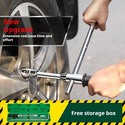 L-shaped Extended Socket Wrench Car Motorcycle Disassembly and Maintenance Wrench Telescopic Rod Labor-saving Tire Wrench