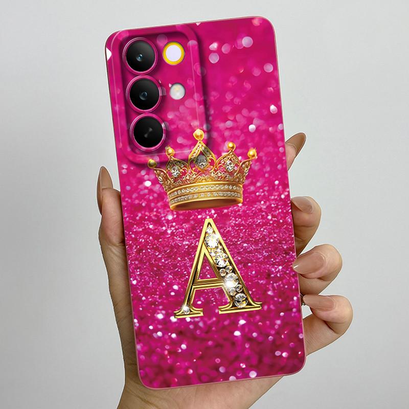 For Realme C85 Pro 2025 Crown Initial Letter Couple Phone Case RealmeC85 Pro 4G RMX5555 Soft Silicone TPU Lens Protective Casing