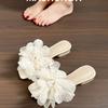 Fairy Wind Pearl Thick Heel Cool Slippers Female Summer Wear 2025 Fashion High Sense Flat Bottom One-word Low Heel