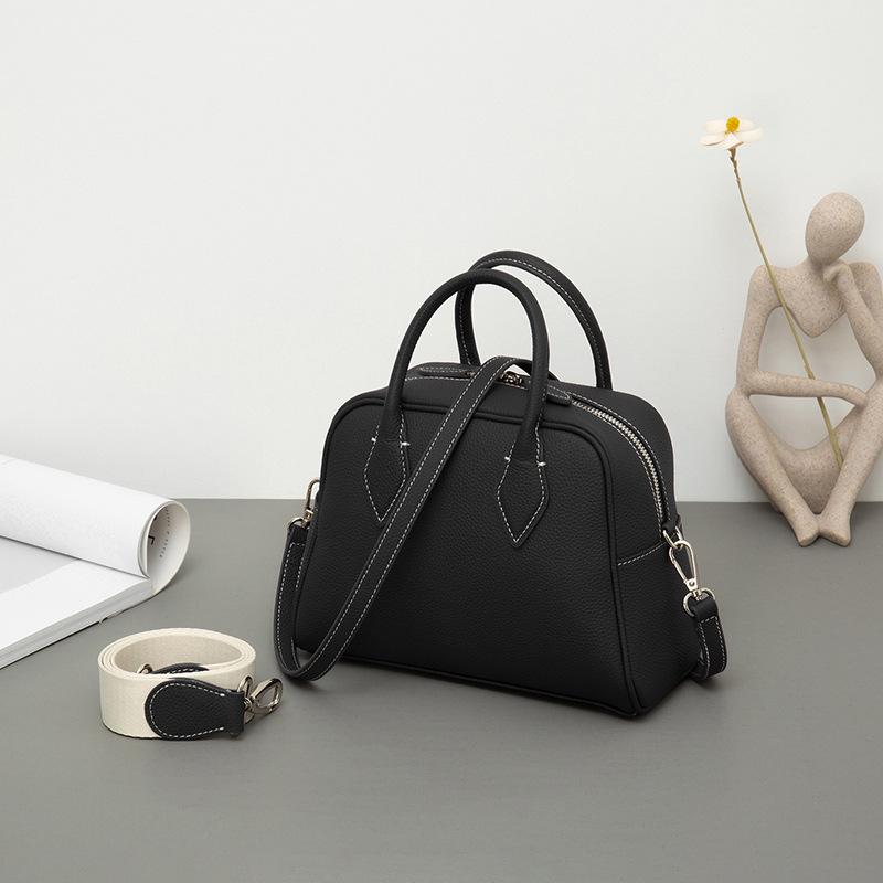 Geantă de pernă Boston din piele de vacă de nișă pentru un singur umăr Geantă portabilă din piele pentru femei Tide