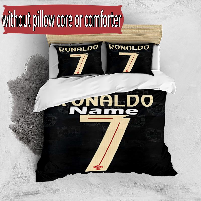 Parure de lit 3 pièces avec housse de couette (1*Housse de couette + 2*Taie d'oreiller, sans noyau), Ensemble de literie personnalisé avec le nom Cristiano Ronaldo et motif, Cadeau de décoration pour chambre à coucher à la maison