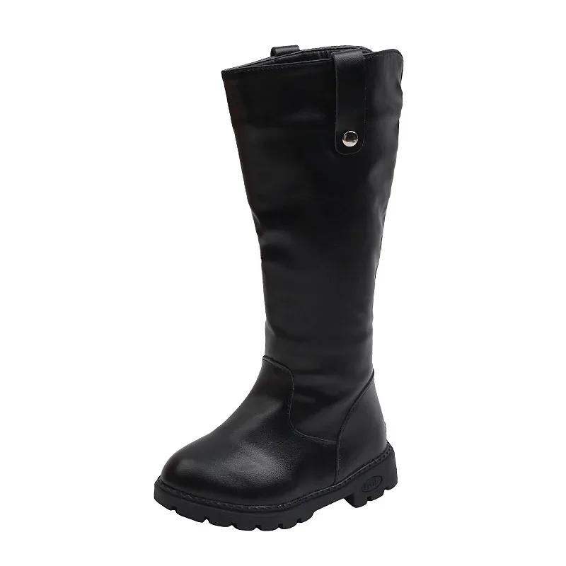Winter Long Boots for Girls  Knight-high Snow Boots Kids Thin Cotton Warm Outdoor Princess Leather Boots