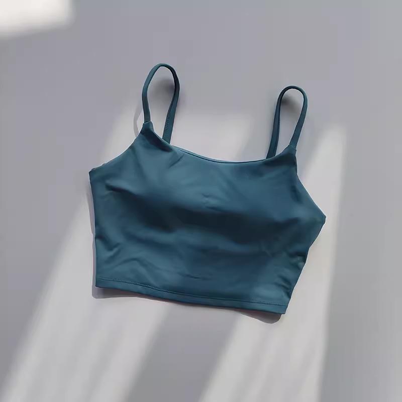 Damen Sommer Sport Tank Top mit integriertem Brustpolster, Schönes Rückendesign, Nacktes Gefühl, Stoßfeste Fitnessweste